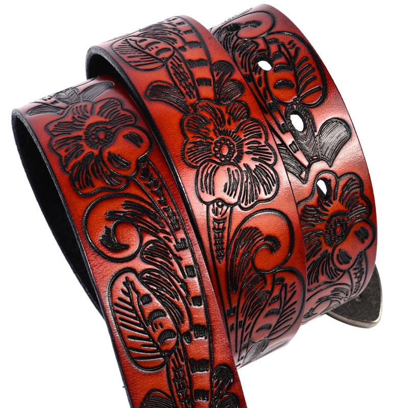 Kobine Men's Gothic Retro Floral Embossed Belt