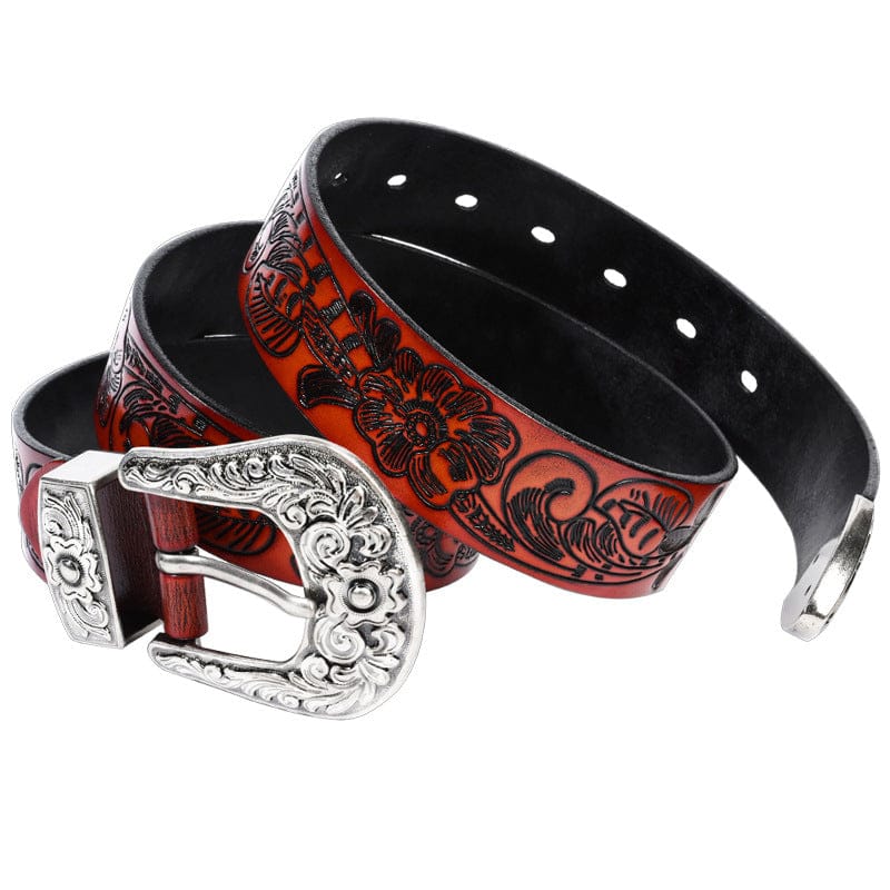 Kobine Men's Gothic Retro Floral Embossed Belt
