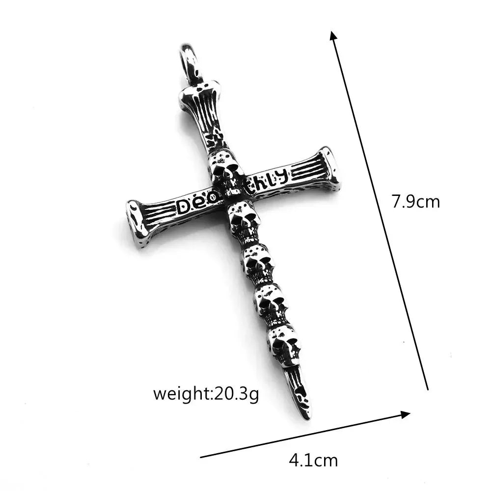 Kobine Men's Gothic Skull Cross Necklace