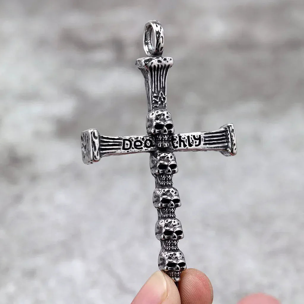 Kobine Men's Gothic Skull Cross Necklace