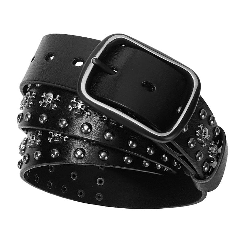 Kobine Men's Gothic Skull Studded Belt