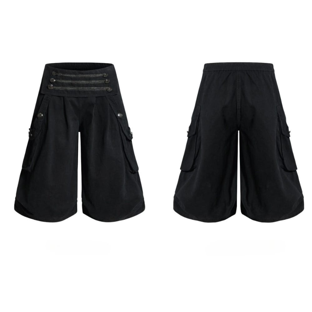 Kobine Men's Grunge High Waist Buttoned Cargo Capri Pants