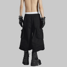 Kobine Men's Grunge High Waist Buttoned Cargo Capri Pants