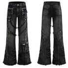 Kobine Men's Grunge Raw Edge Flare Jeans