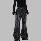 Kobine Men's Grunge Raw Edge Flare Jeans