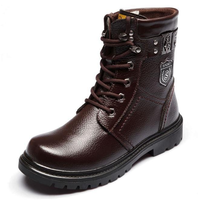 Kobine Men's Iron Buckle Strap Lace Up Martin Boots