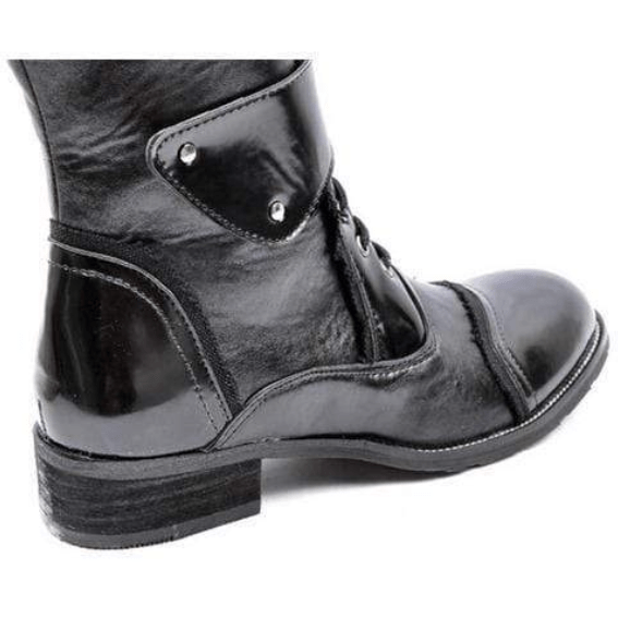 Kobine Men's Military Faux Leather Multi Buckles Martin Boots