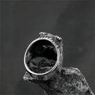 Kobine Men's Punk 3D Roaring Wolf Head Ring