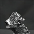 Kobine Men's Punk 3D Roaring Wolf Head Ring