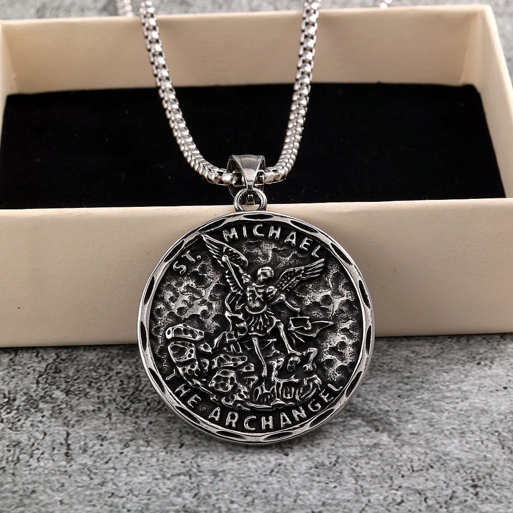 Kobine Men's Punk Angel Letter Pendant Necklace