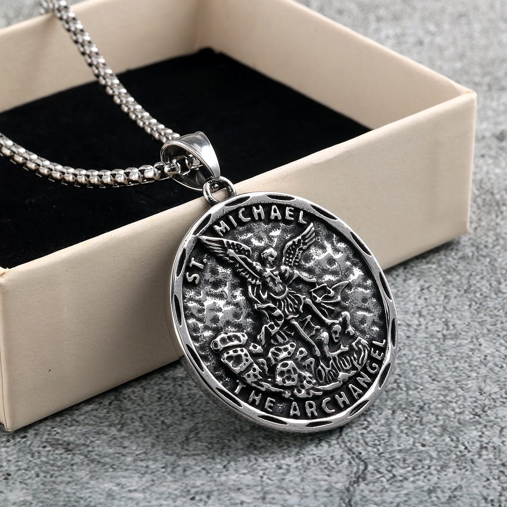 Kobine Men's Punk Angel Letter Pendant Necklace