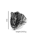Kobine Men's Punk Angel Shield Ring