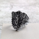 Kobine Men's Punk Angel Shield Ring