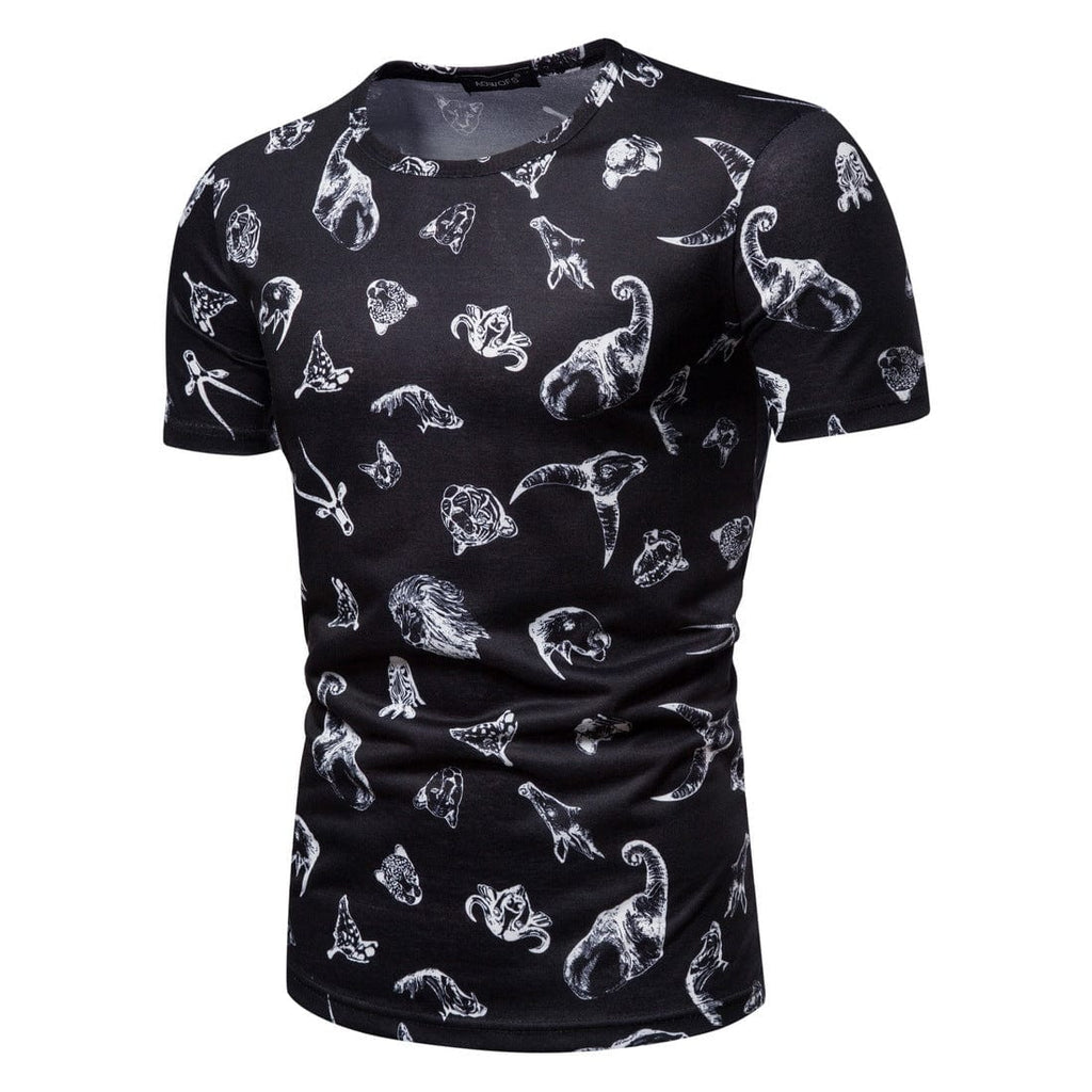 Kobine Men's Punk Animal Printed T-shirt