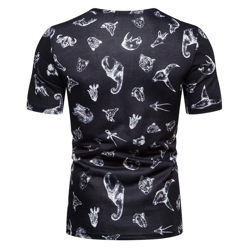 Kobine Men's Punk Animal Printed T-shirt