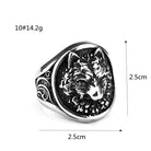 Kobine Men's Punk Antiqued 3D Sculpted Wolf Head Ring