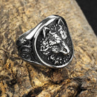 Kobine Men's Punk Antiqued 3D Sculpted Wolf Head Ring