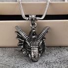 Kobine Men's Punk Antiqued Dragon Head Necklace