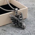 Kobine Men's Punk Antiqued Dragon Head Necklace