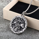 Kobine Men's Punk Antiqued Embossed Round Pendant Necklace