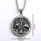 Kobine Men's Punk Antiqued Embossed Round Pendant Necklace