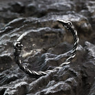 Kobine Men's Punk Antiqued Raven Head Open Cuff Bracelet