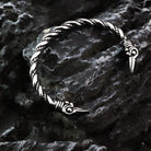 Kobine Men's Punk Antiqued Raven Head Open Cuff Bracelet