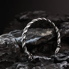 Kobine Men's Punk Antiqued Raven Head Open Cuff Bracelet
