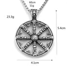Kobine Men's Punk Antiqued Round Cutout Wheel Pendant Necklace