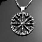 Kobine Men's Punk Antiqued Round Cutout Wheel Pendant Necklace