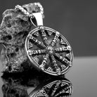 Kobine Men's Punk Antiqued Round Cutout Wheel Pendant Necklace