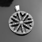 Kobine Men's Punk Antiqued Round Cutout Wheel Pendant Necklace