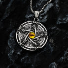 Kobine Men's Punk Antiqued Round Pentacle Evil Eye Pendant Necklace