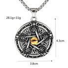 Kobine Men's Punk Antiqued Round Pentacle Evil Eye Pendant Necklace