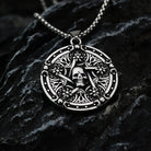 Kobine Men's Punk Antiqued Round Pentacle Evil Eye Pendant Necklace