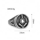Kobine Men's Punk Antiqued Round Shield Carved Signet Ring