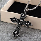 Kobine Men's Punk Antiqued Skull Cross Necklace