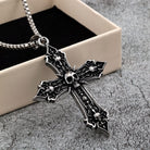 Kobine Men's Punk Antiqued Skull Cross Necklace