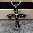 Kobine Men's Punk Antiqued Skull Cross Necklace