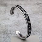 Kobine Men's Punk Antiqued Skull Open Cuff Bracelet