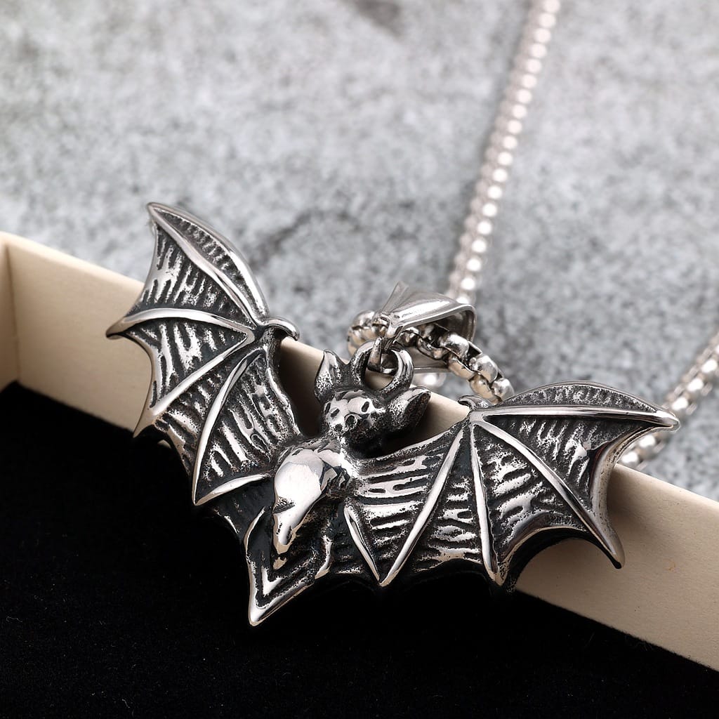 Kobine Men's Punk Bat Pendant Necklace