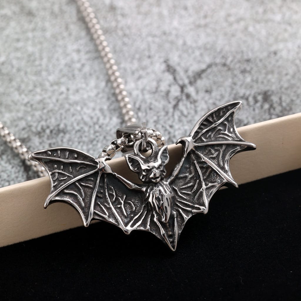 Kobine Men's Punk Bat Pendant Necklace
