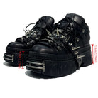 Kobine Men's Punk Black Chunky Platform Shoes with Spikes