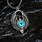 Kobine Men's Punk Blue Eye Eagle Pendant Necklace