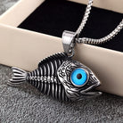 Kobine Men's Punk Blue Eye Fish Necklace