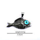 Kobine Men's Punk Blue Eye Fish Necklace