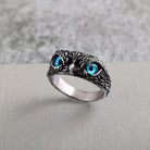 Kobine Men's Punk Blue Eyes Owl Ring