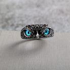 Kobine Men's Punk Blue Eyes Owl Ring