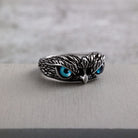 Kobine Men's Punk Blue Eyes Owl Ring
