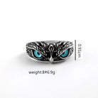 Kobine Men's Punk Blue Eyes Owl Ring